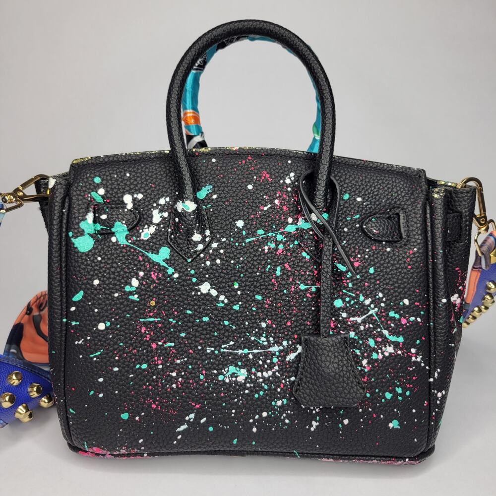 NEW Anca Barbu Green Lips Tote Electric Handbag Purse Handpainted - Picture 9 of 14